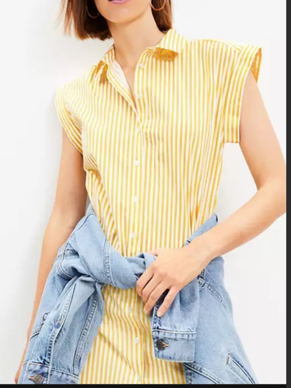 LOFT Yellow Striped Dress